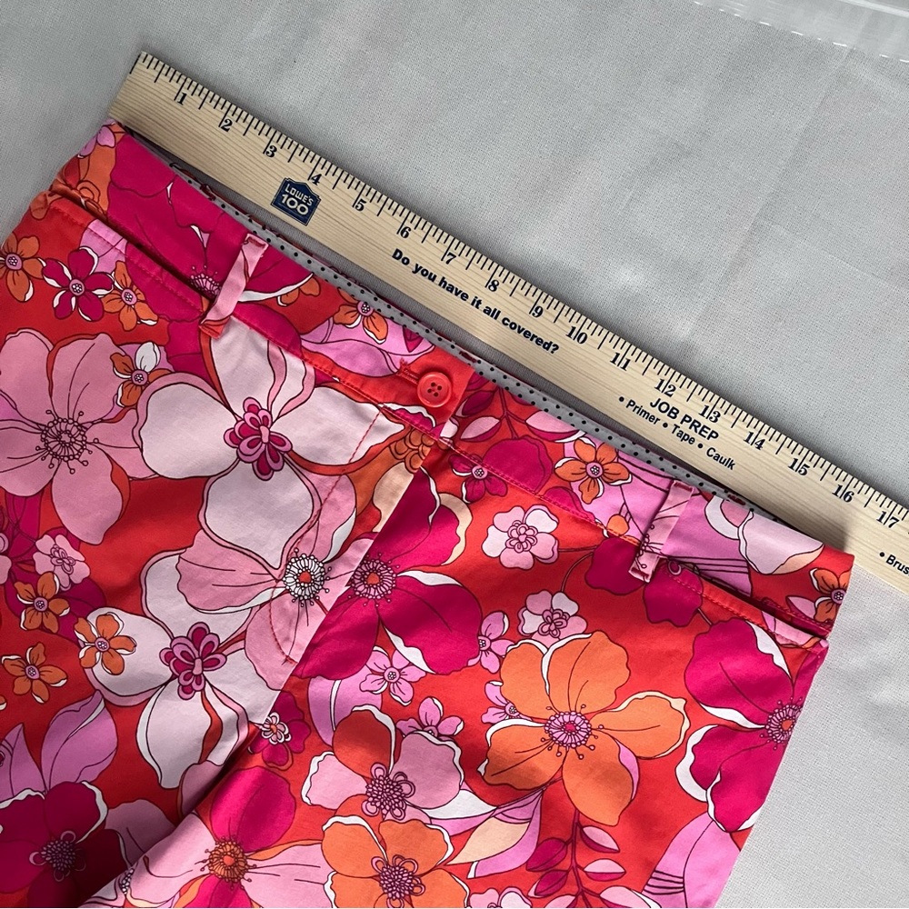 Talbots Perfect Crop Pants Floral Pink and Orange Size 10 - Picture 6 of 9